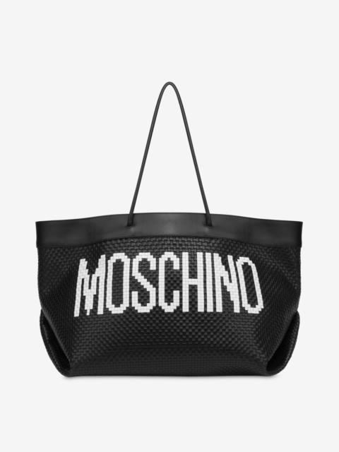Moschino BLACK & WHITE CALFSKIN BRAIDED SHOPPER