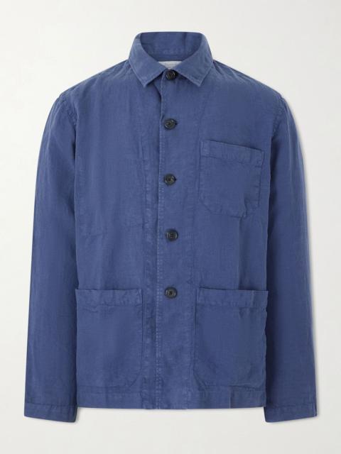 Hartford Perry Linen and Cotton-Blend Woven Jacket Navy