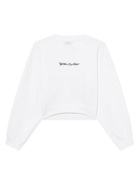 Off-White Embroidered Arrow Script Crop Crewneck
