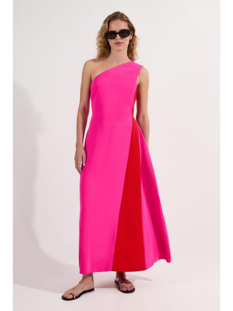 KAREN MILLEN Soft Tailored Asymmetric Neck Full Skirted Tailored Midi Dress