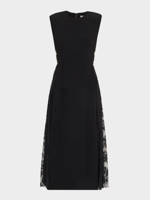 REBECCA VALLANCE Milena Sleeveless Lace-Inset Midi Dress