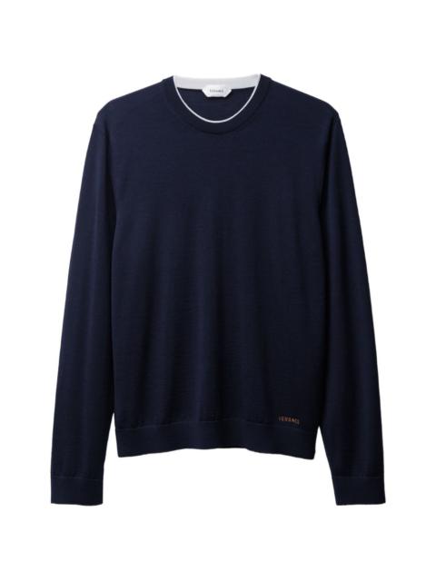 VERSACE embroidered wool knit crew-neck sweater
