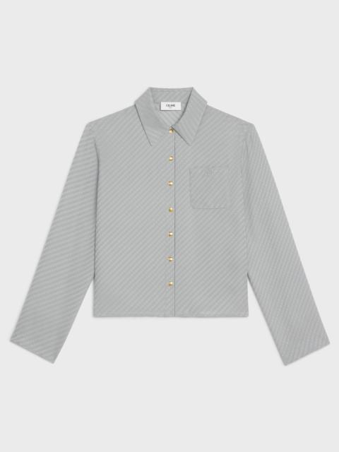 CELINE SHIRT COLLAR BLOUSE IN SHINY MATTE SILK