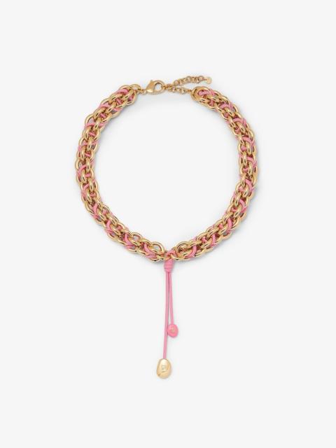 Fendi Candy Necklace Gold-colored metal and pink leather necklace