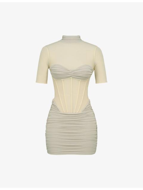 House of CB Sorrel Semi-Sheer Stretch-Mesh Mini Dress