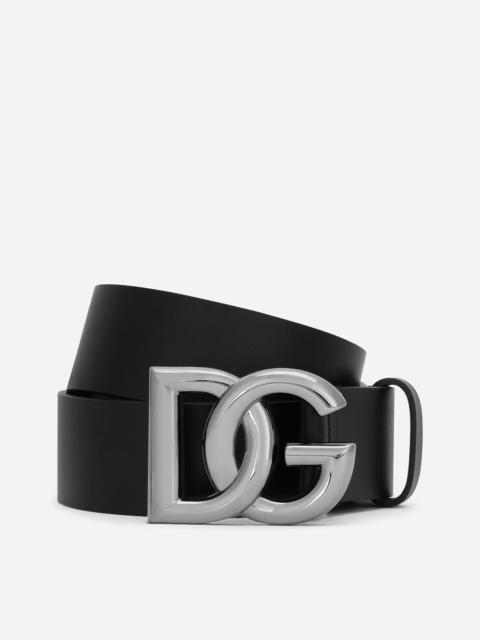 Leather belt with DG logo