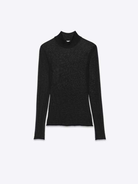 SAINT LAURENT turtleneck top in sheer knit