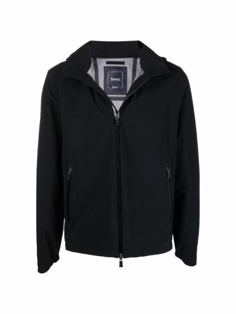 hooded lightweight zip-up jacket