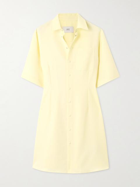 AMI Paris Grain De Poudre Wool Mini Shirt Dress