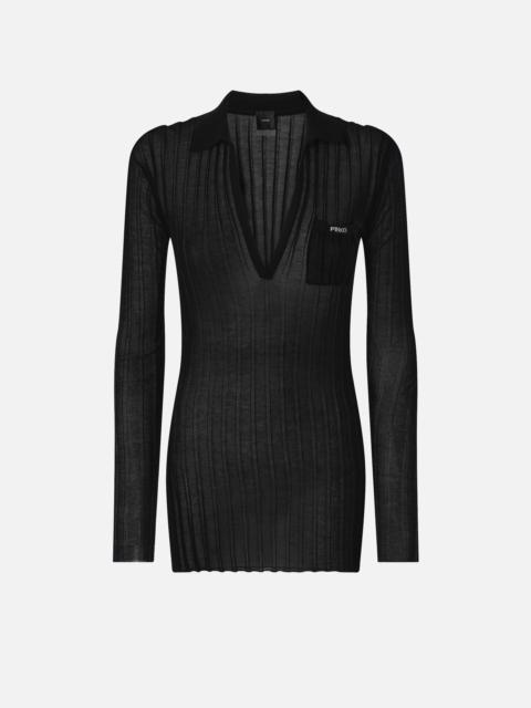 PINKO RIBBED LONG-SLEEVED POLO SHIRT