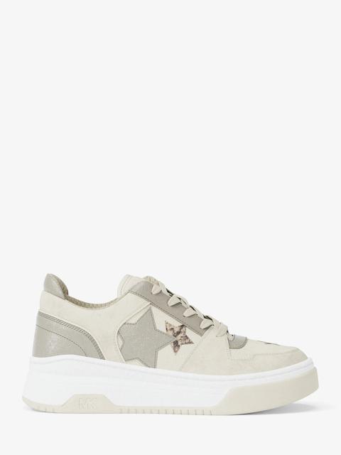 MICHAEL KORS Lexi Embellished Mixed-Media Sneaker