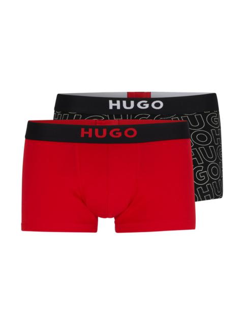 HUGO TWO-PACK OF STRETCH-COTTON TRUNKS WITH LOGO WAISTBANDS