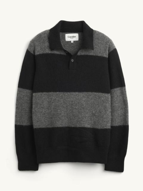 Corridor BRUSHED KNIT RUGBY - BLACK