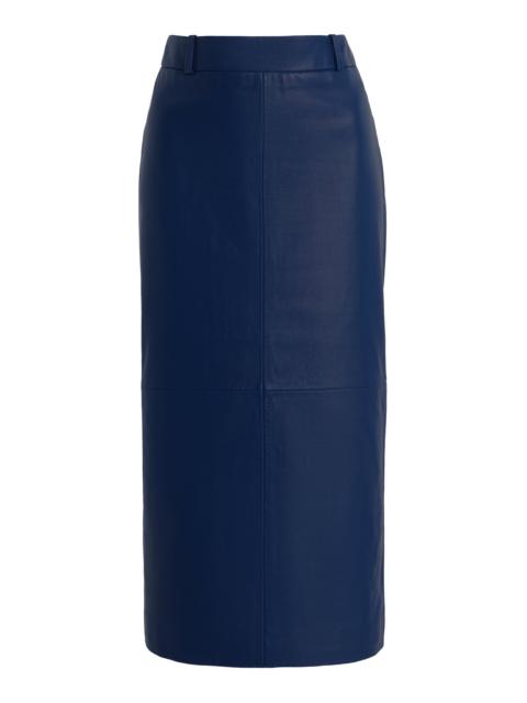 The Frankie Shop Taney Leather Midi Skirt blue