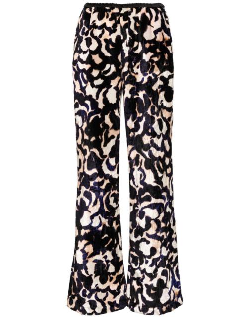 forte_forte abstract-print crushed-velvet trousers