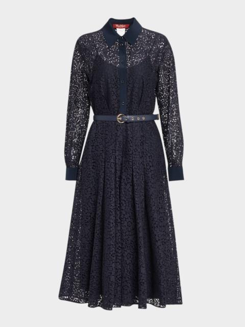 WEEKEND Max Mara Pleated Floral Lace Midi Shirtdress
