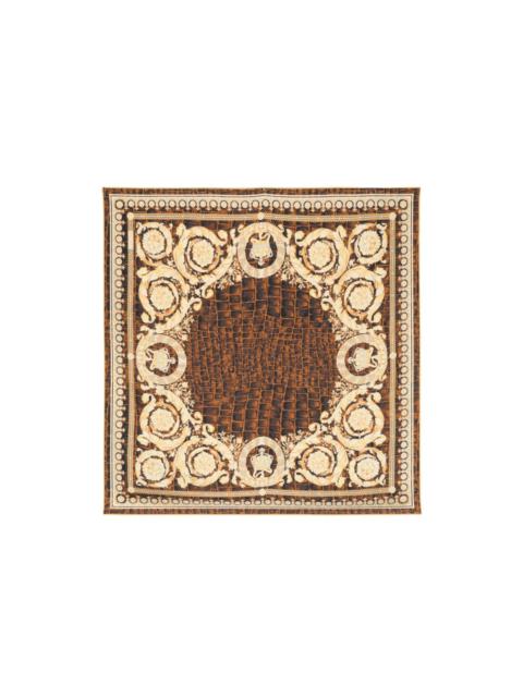 Baroccodile-print silk square scarf