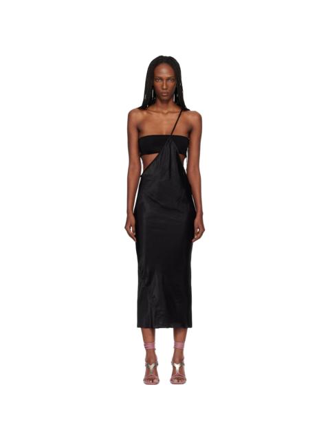 Rick Owens Black Temple Bias Strap Midi Dress