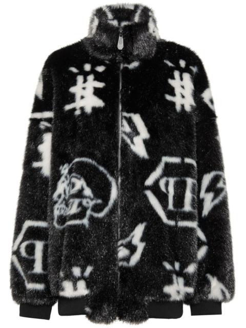 PHILIPP PLEIN monogram-print zip-up jacket