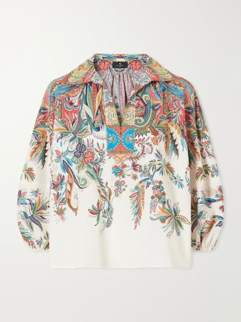 Etro Floral-print cotton-poplin blouse White