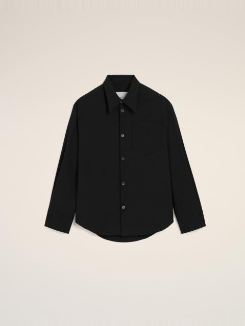 AMI Paris BLACK BLENDED SILK SHARP COLLAR ADJUSTED SHIRT