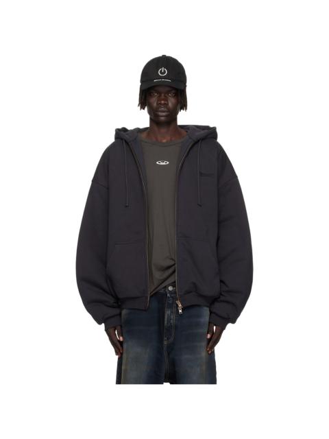 VETEMENTS Black Puffed Oversized Zip-Up Hoodie