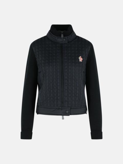 BLACK VIRGIN WOOL PADDED CARDIGAN