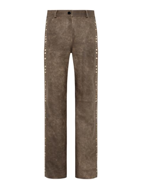 SIEDRÉS Renas Embellished Leather Flare Pants grey