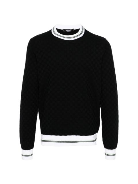 VERSACE Contrasto checkerboard-knit jumper