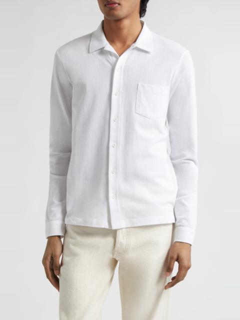 Riviera Long Sleeve Cotton Mesh Button-Up Shirt