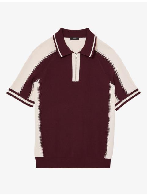 REISS Elmers Half-Zip Colour-Block Knitted Polo
