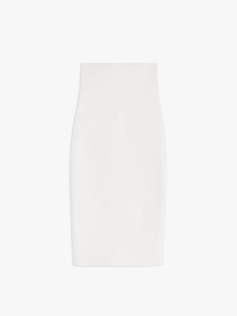 Victoria Beckham VB Body Fitted Midi Skirt In White