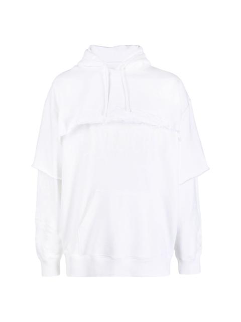 layered drawstring cotton hoodie