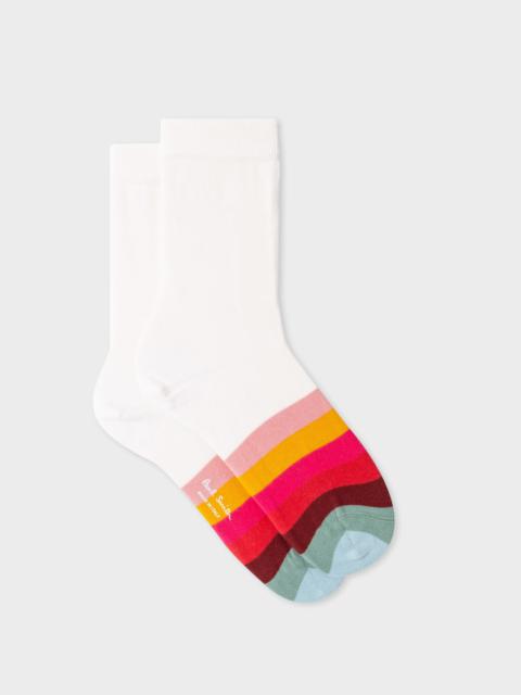 Paul Smith White 'Swirl' Stripe Socks