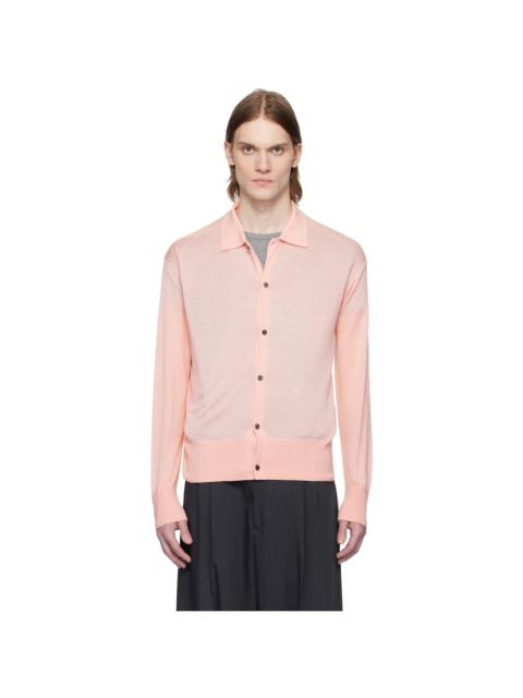 YOKE Pink Silk Cashmere Sheer Cardigan