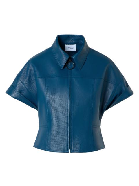 AKRIS Women's Pin-Dot Leather Crop Jacket - Dark Blue