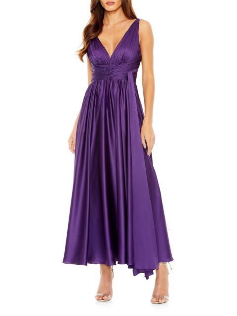 MAC DUGGAL Women's Pleated Charmeuse Halter A-Line Gown - Purple
