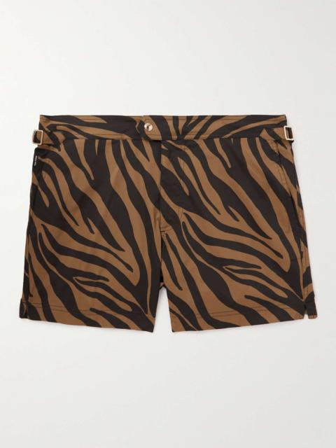 Slim-Fit Short-Length Zebra-Print Swim Shorts