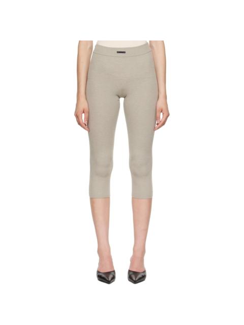 ESSENTIALS Gray Rib Knit Capri Leggings