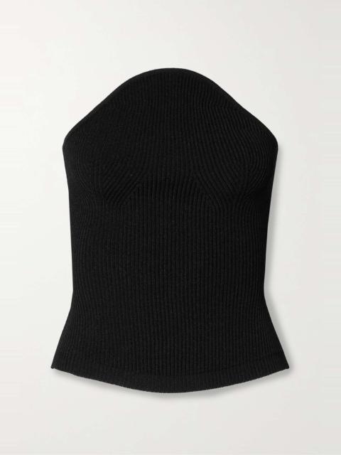 KHAITE Jericho strapless ribbed-knit top