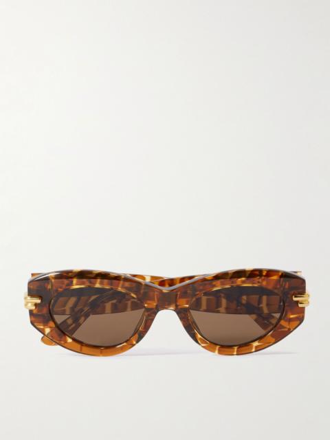 Bottega Veneta Oval-frame acetate tortoiseshell sunglasses Brown
