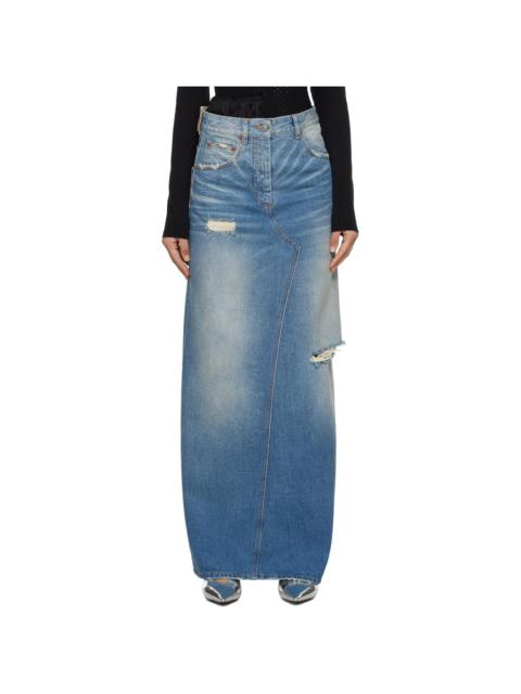 MM6 Maison Margiela Blue Denim Twisted Maxi Skirt