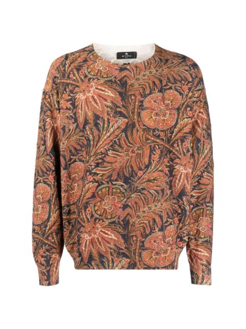 botanical-print cotton-blend sweatshirt