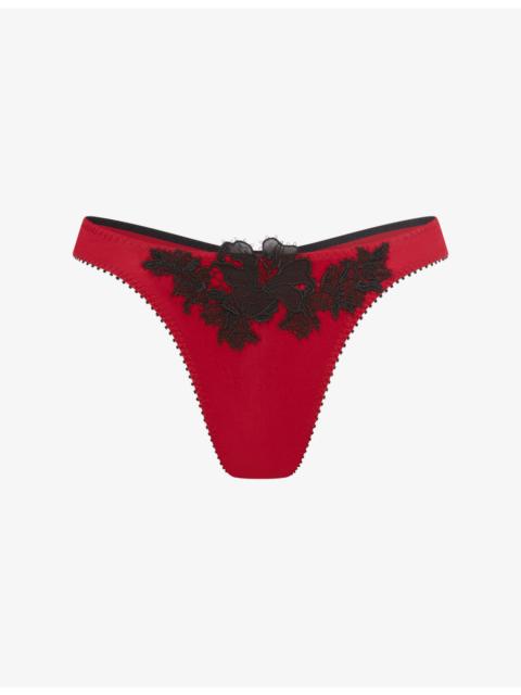 Agent Provocateur Penelopi Embroidered Silk Thong