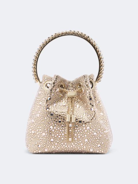 JIMMY CHOO Bon Bon embellished satin bucket bag
