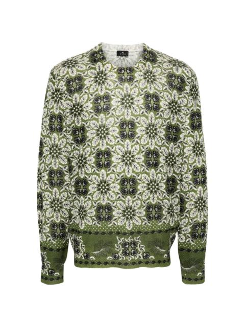 floral-print fine jumper