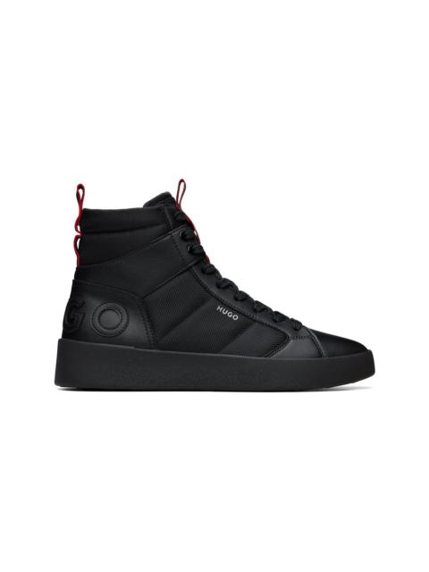 HUGO Black Canvas & Faux-Leather Sneakers