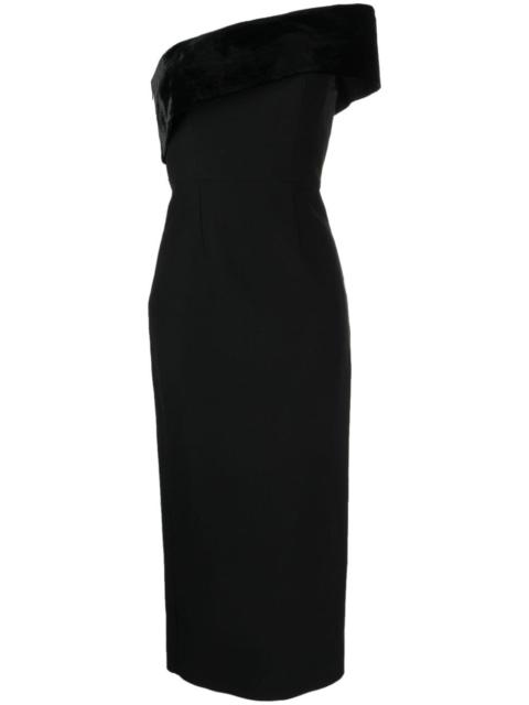 ROLAND MOURET asymmetric cady midi dress