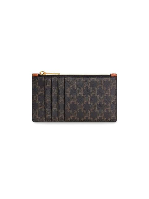 CELINE Compact Card Holder in Triomphe Canvas and Lambskin