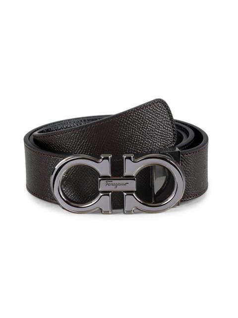 FERRAGAMO Men's Gancini Adjustable Cut-to-Size Reversible Leather Belt - Black Brown